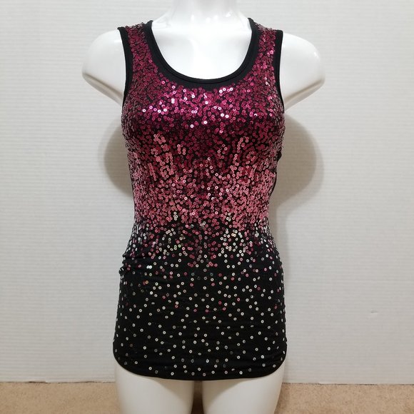 Rue 21 top XS ombre sequin embellished shiny NYE bling tank sleeveless party - Picture 1 of 11